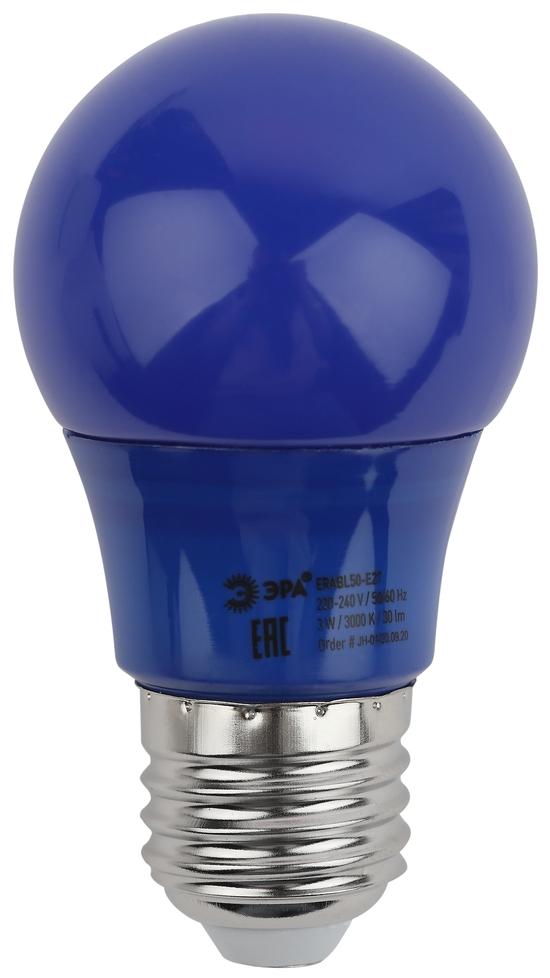 Фото №4 Лампа светодиодная для Белт-Лайт груша син., 13SMD, 3W, E27, для белт-лайт ERABL50-E27 ЭРА LED A50-3W-E27 ЭРА (Б0049578)