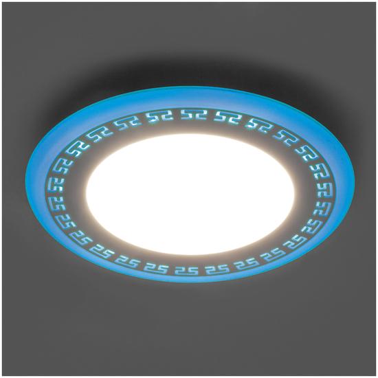 Фото №2 Светильник светодиодный ДВО-9w 4000K 720Лм со светодиодной синей подсветкой белый (AL2440)