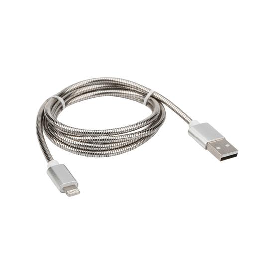 Фото №2 Кабель USB-Lightning для iPhone, metall, steel color, 1m (etm18-4247)
