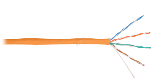 Фото №2 Кабель U/UTP 4 пары, Кат.5e, одножильный, медный, 0,49мм, внутренний, LSZH, оранжевый, 305м (NKL 2100C-OR)