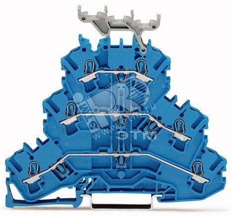 Фото №2 Клемма 3-уровневая N/N/N синяя с держателем маркировки (2002-3234)