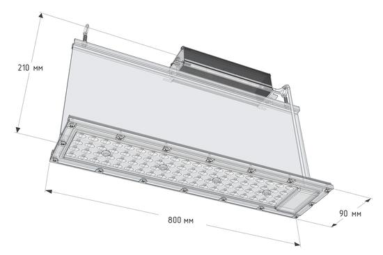 Фото №3 Светильник светодиодный ДСП-200Вт, белый (5000К), 21600 Лм, 160х60°, IP65, КСС Ш, 800х210х90мм Rail-02(Ш) (АТ-ДСП-02-200-Ш-220VAC-IP65)