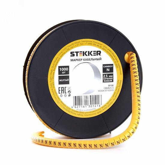 Фото №2 Кабель-маркер N для провода сеч.1,5мм, желтый (1000шт в упак) Stekker (CBMR15-N)
