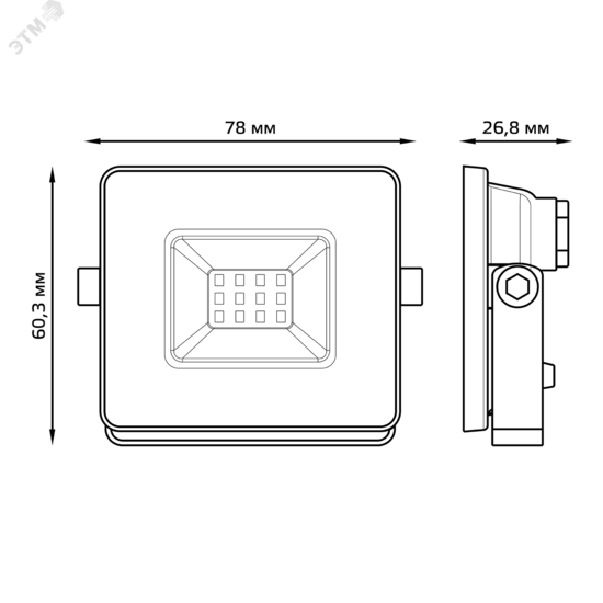 Фото №6 Прожектор светодиодный ДО-10 Вт 840 Лм 3000К IP65 200-240 В черный LED Elementary Gauss (613527110)