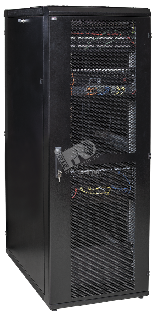 Фото №2 Шкаф серверный, 19'' 42U 800х1000 мм передня двухстворчатая перфорированная дверь, задняя перфорированная черная, ч.1 шкафа (ETM4736262, ETM886052, ETM6473576) (LS05-42U81-2PP-1)