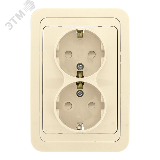 Фото №2 Розетка Лондон 2-местная с заземлением 16А бежевая с защитными шторками (EER16-128-200)