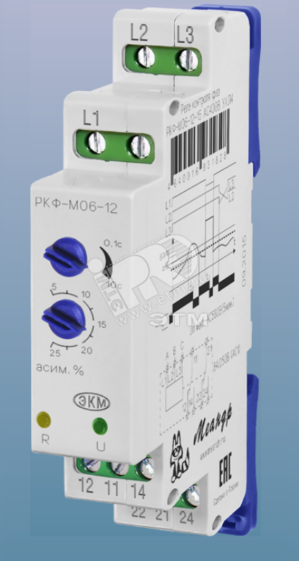 Фото №2 Реле контроля фаз РКФ-М06-11-15 AC230В УХЛ4
