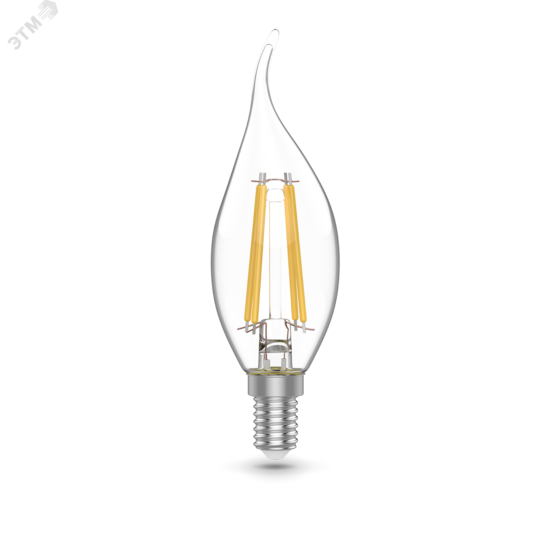 Фото №2 Лампа светодиодная LED 4.5 Вт 420 Лм 4100К белая Е14 Свеча на ветру Basic Filament Gauss (1041125)