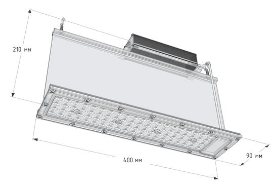 Фото №3 Светильник светодиодный ДСП-50Вт, белый (5000К), 6000 Лм, 120°, IP65, КСС Ш, 400х210х90мм Rail-02(Ш) (АТ-ДСП-02-50-Ш-220VAC-IP65)