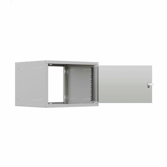 Фото №3 Шкаф настенный телекоммуникационный NTSS LIME 6U 550х450х370мм, 2 профиля 19, дверь стеклянная, боковые стенки несъемные, разобранный, серый RAL 7035 (NTSS-WL6U5545GS)