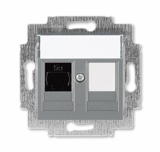 Фото №2 Розетка информационная ABB Levit RJ45 категория 5e и заглушка сталь (5014H-A51017 69W)