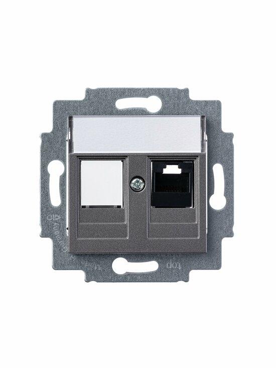 Фото №4 Розетка информационная ABB Levit RJ45 категория 5e и заглушка сталь (5014H-A51017 69W)