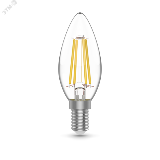 Фото №2 Лампа светодиодная LED 4.5 Вт 420 Лм 4100К белая Е14 Свеча Basic Filament Gauss (1031215)