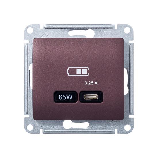 Фото №3 GLOSSA USB РОЗЕТКА тип-C 65W высокоскор.заряд. QC, PD, механизм, БАКЛАЖАНОВЫЙ (GSL001127)