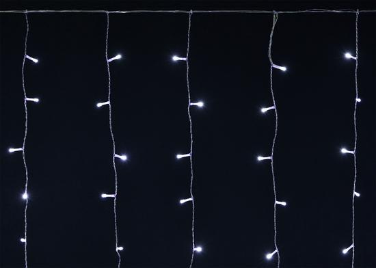 Фото №2 Гирлянда бахрома 4,5х0,7м 200 светодиодов белый свет IP44 прозрачный шнур 3м 230В транзит (LGDU301-2-200-L3-T-S-44)