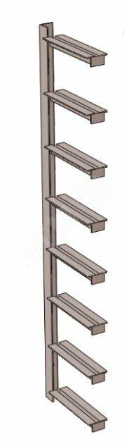 Фото №2 Кронштейн полочный прямолинейный С2В9, без покрытия, 9 полок, L 1270 (П0000001007)
