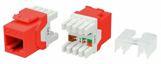 Фото №2 Вставка KJ8-8P8C-C6-180-RD Keystone Jack RJ-45(8P8C) категория 6 красная (KJ8-8P8C-C6-180-RD)