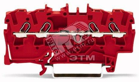Фото №2 Клемма 4-проводная проходная 0.25-2.5(4)мм.кв красная (2002-1403)