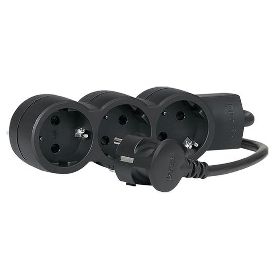 Фото №2 Удлинитель Стандарт 3 x 2К+З - с кабелем длиной 3 м черный (695015)