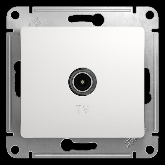 Фото №2 GLOSSA Розетка телевизионная TV одиночная в рамку 1дБ белая (GSL000191)