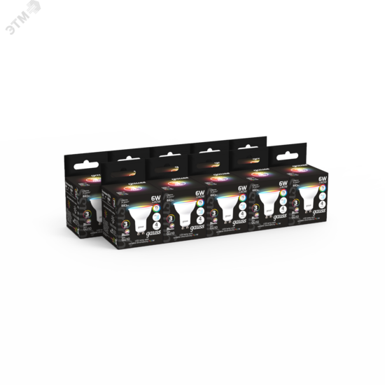 Фото №5 Лампа светодиодная LED 6 Вт RGB Вт+димирование GU10 MR16 Black Gauss (101106406)