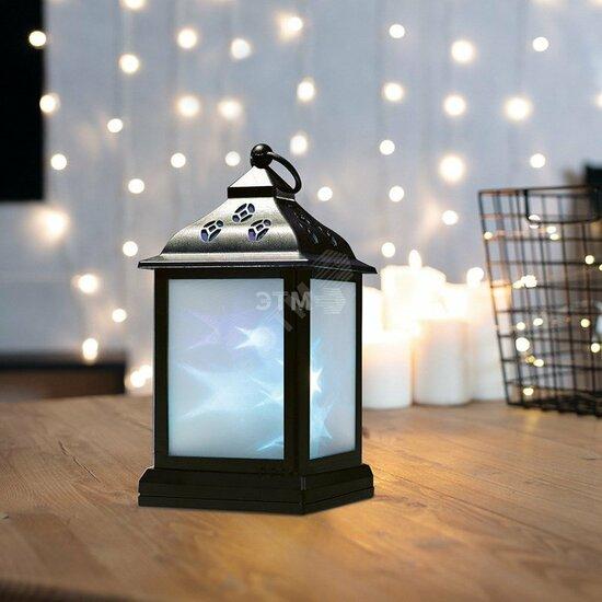 Фото №2 Декоративный домашний фонарь 11х11х22,5 см, черный корпус, цвет свечения RGB с эффектом мерцания NEON-NIGHT (513-064)