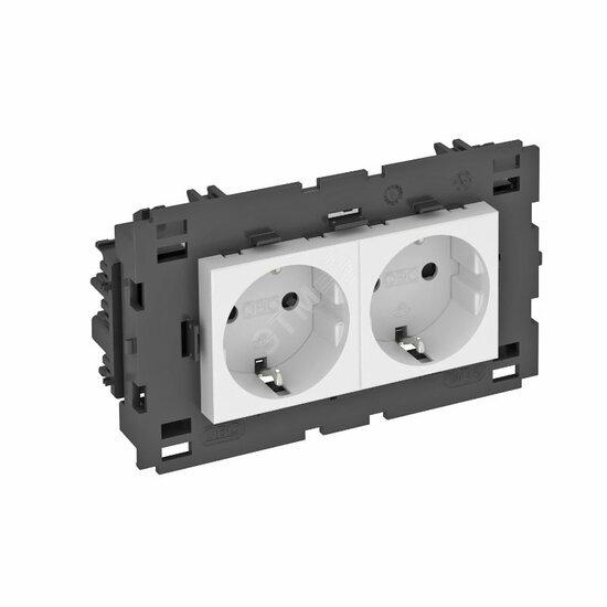 Фото №2 Розетка двойная 0° Modul45connect с з/к, 250 В, 16A (белый) (STD-D0C8 RW2)