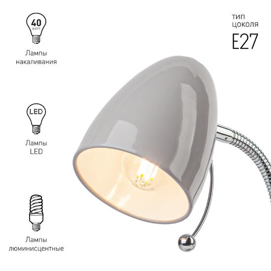 Фото №7 Светильник настольный  N-116-Е27-40W-GY серый (16/96) ЭРА (Б0047203)