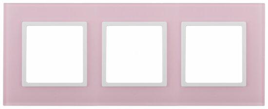 Фото №2 Рамка на 3 поста, стекло, Эра Elegance, розовый+бел, 14-5103-30 (Б0034520)