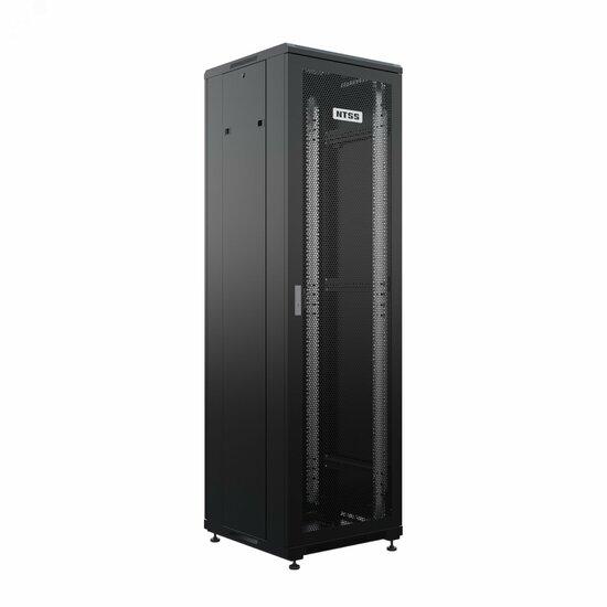 Фото №2 Шкаф напольный универсальный серверный NTSS R 22U 600х600мм, 4 профиля 19, двери перфорированная и перфорированная, боковые стенки съемные, регулируемые опоры, разобранный, черный RAL 9005 (NTSS-R22U6060PD/PD-BL)