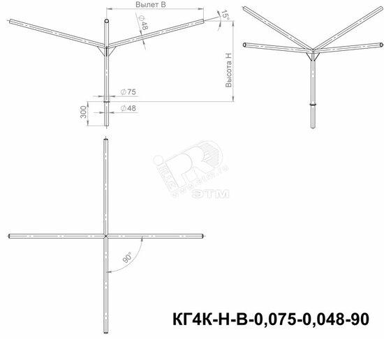 Фото №2 Кронштейн КГ4К-0.2-0.3-0.075-0.048-90 горячеоцинкованный (В00003190)