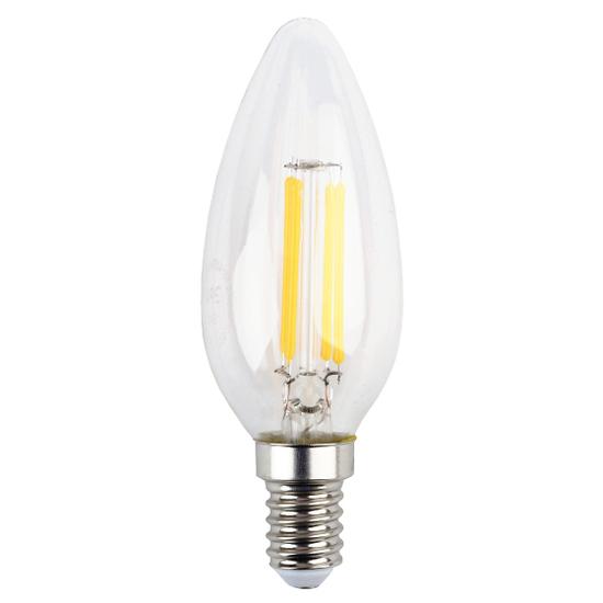 Фото №4 Лампа светодиодная филаментная F-LED B35-5W-827-E14 (филамент, свеча, 5Вт, тепл, E14 (10/100/5000) ЭРА (Б0043435)