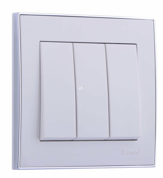 Фото №2 RAIN Выключатель тройной белый с боковой вставкой хром (703-0225-109)