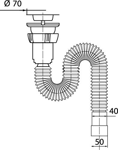 Фото №2 Сифон гофрированный для мойки 1'1/2 х 40/50 мм L1200 мм (30717985)