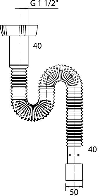 Фото №2 Сифон гофрированный для мойки без выпуска 1'1/2 х 40/50 мм L1200 мм (30717995)