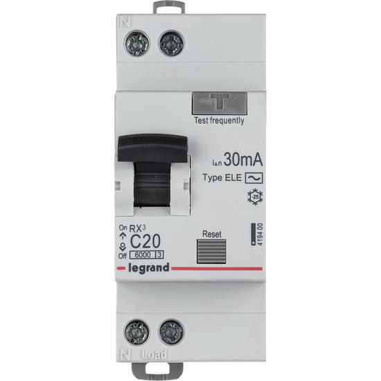 Фото №2 Выключатель автоматический дифференциального тока АВДТ RX3 6000-6 ка-тип характеристики С-1П+Н-230  В~-20 А-тип AС-30 ма-2 модуля (419400)