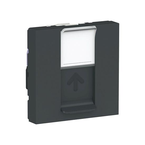 Фото №2 Розетка UNICA MODULAR компьютерная RJ45 одиночная категория 6 UTP 2 модуля антрацит (NU341554)