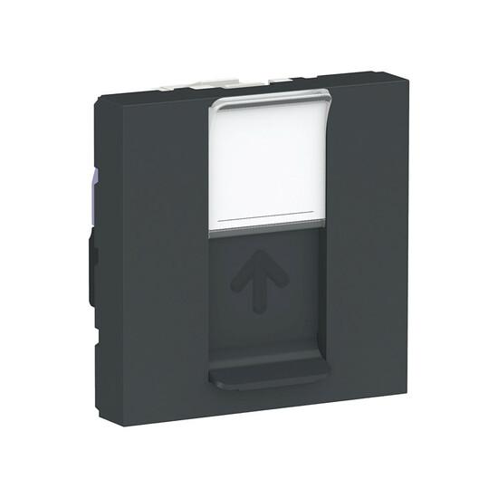 Фото №3 Розетка UNICA MODULAR компьютерная RJ45 одиночная категория 6 UTP 2 модуля антрацит (NU341554)