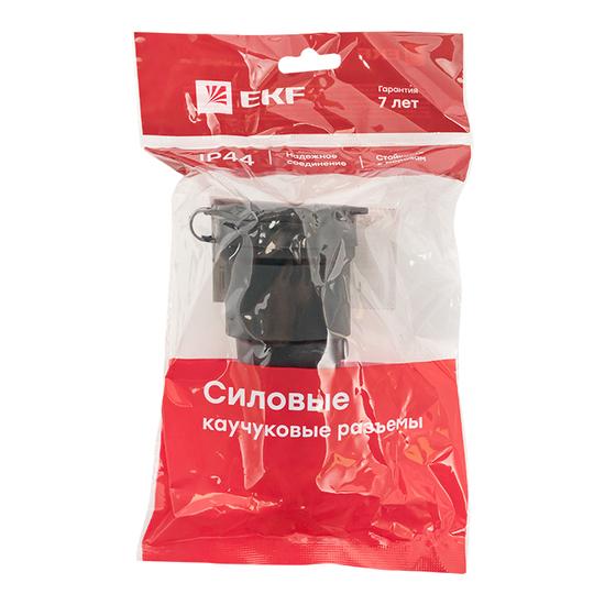 Фото №3 Розетка переносная с защитной крышкой каучуковая 230В 2P+PE 16A IP44 PROxima (RPS-012-16-230-44)