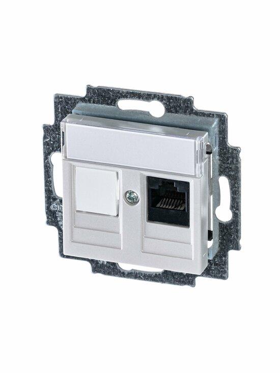 Фото №3 Розетка информационная ABB Levit RJ45 категория 5e и заглушка жемчуг (5014H-A51017 68W)