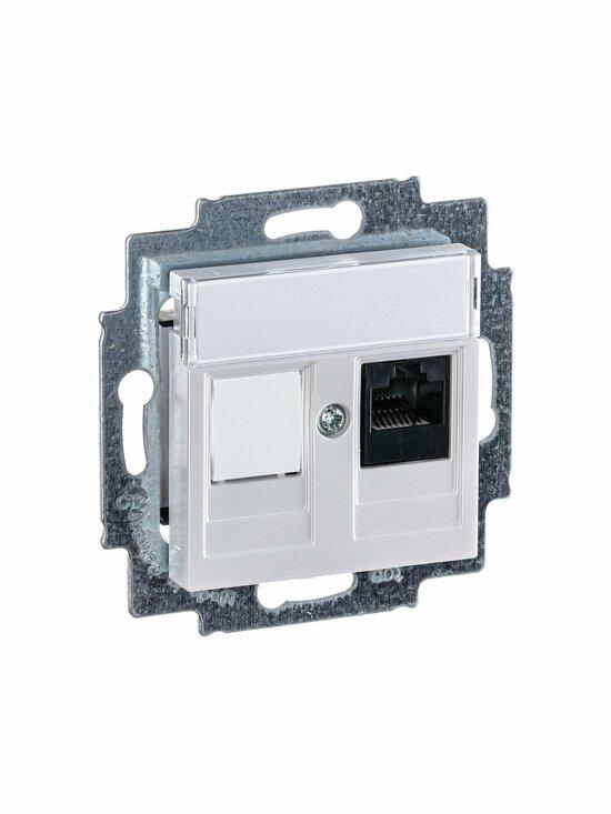 Фото №5 Розетка информационная ABB Levit RJ45 категория 5e и заглушка жемчуг (5014H-A51017 68W)