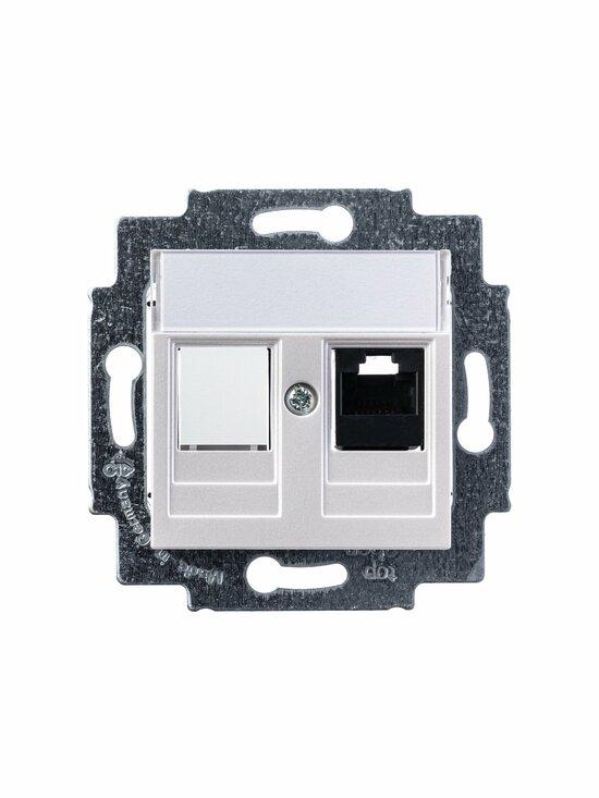 Фото №6 Розетка информационная ABB Levit RJ45 категория 5e и заглушка жемчуг (5014H-A51017 68W)