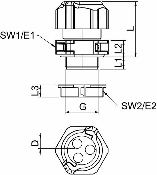 Фото №2 Ввод кабельный разборный (V-TEC TB25 3x7)