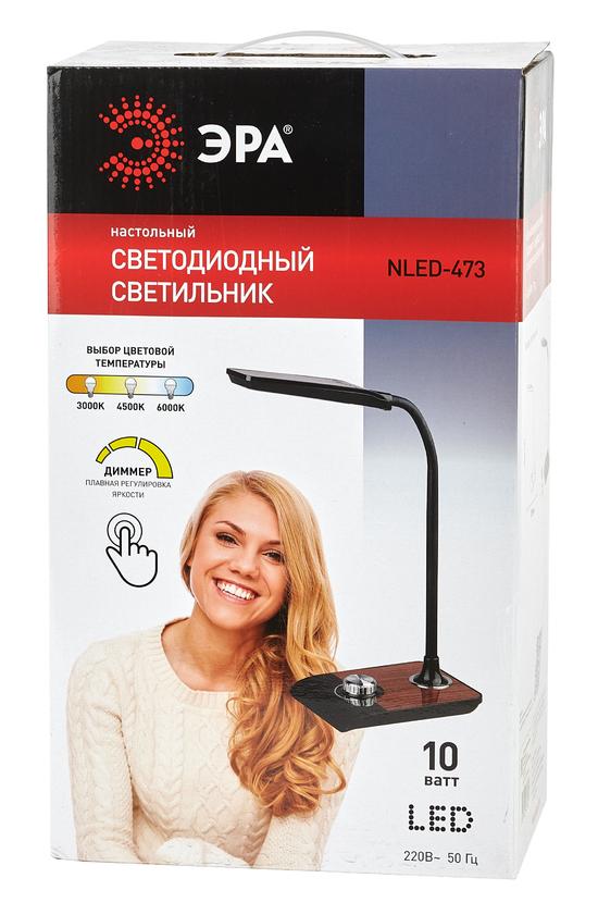 Фото №4 NLED-473-10W-BK Светильники настольные ЭРА NLED-473-10W-BK черный с деревом наст.светильник (Б0033305)