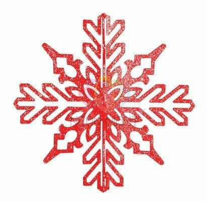 Фото №2 Фигура профессиональная елочная Снежинка ажурная 3D 35см красный (502-342)