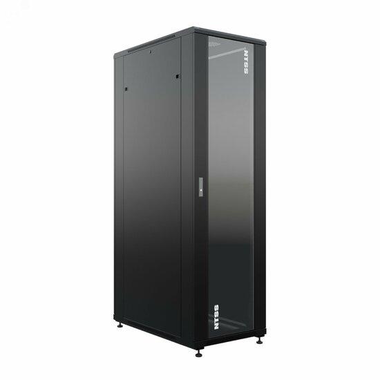 Фото №2 Шкаф напольный универсальный серверный NTSS R 42U 600х1000мм, 4 профиля 19, двери стекло и сплошная металл, боковые стенки съемные, регулируемые опоры, разобранный, черный RAL 9005 (NTSS-R42U60100GS-BL)