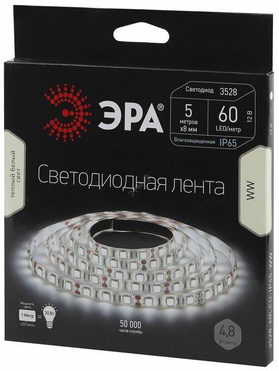 Фото №2 Лента светодиодная LS3528-60LED-IP65-WW-5m (50/1000) ЭРА (C0043027)