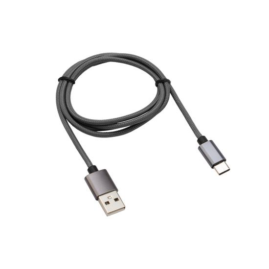 Фото №2 Кабель USB-Type-C, 3A, nylon, grafit, 1m (etm18-1896)