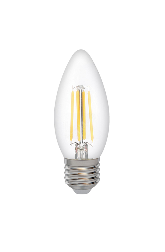 Фото №2 Лампа сетодиодная декоративная LED 6w E27 3000K свеча прозрачная филамент 230/50 Jazzway (5020481)