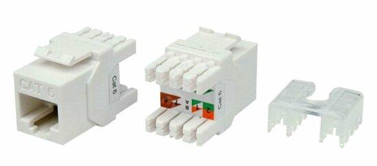 Фото №2 Вставка Keystone Jack RJ-45(8P8C), категория 6,   тип 180 градусов, белая (KJ8-8P8C-C6-180-WH)